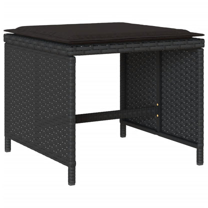 Set da Pranzo da Giardino 15 pz con Cuscini Nero in Polyrattan - homemem39
