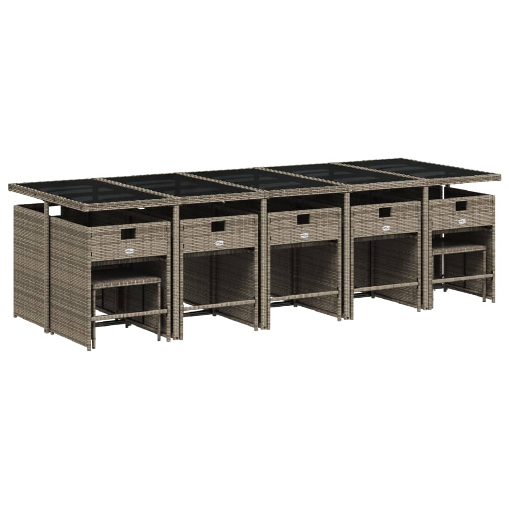 Set da Pranzo da Giardino 15 pz con Cuscini Grigio Polyrattan | homemem39