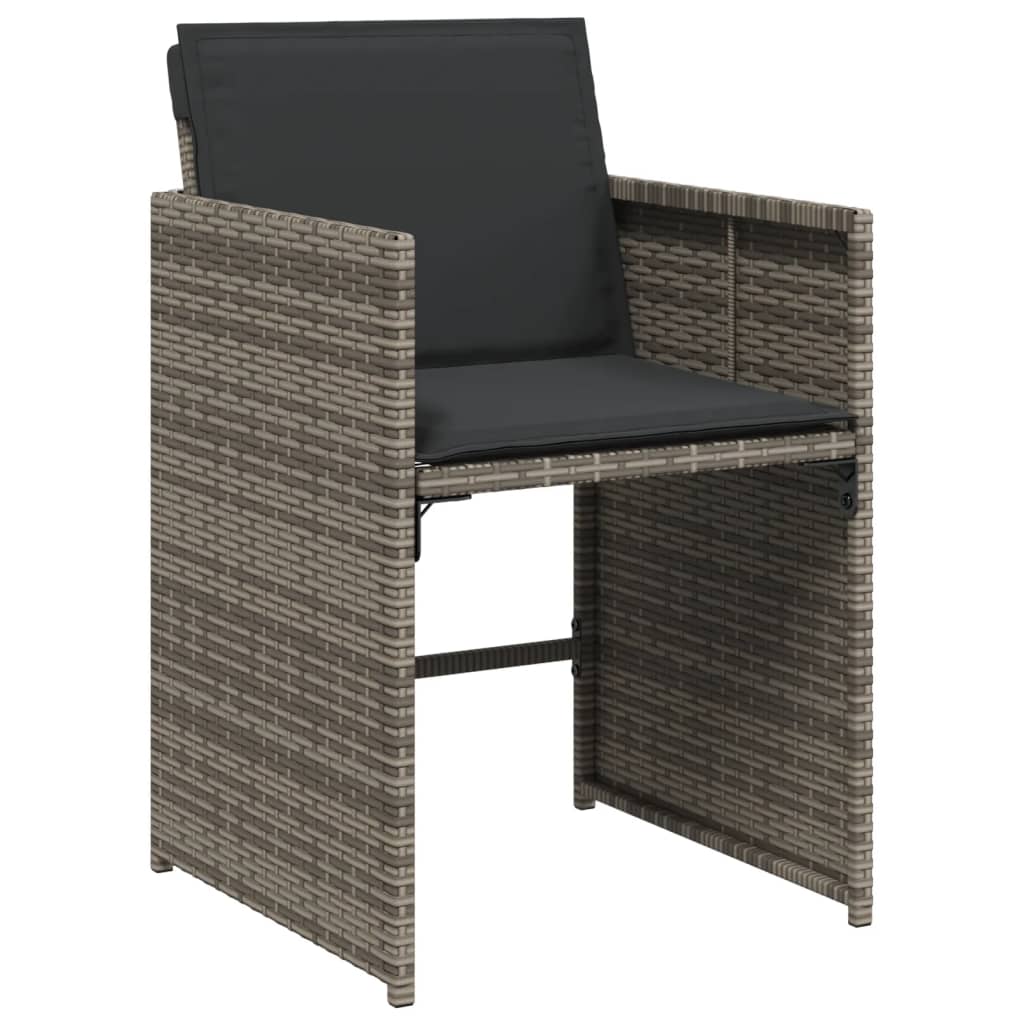 Set da Pranzo da Giardino 15 pz con Cuscini Grigio Polyrattan | homemem39