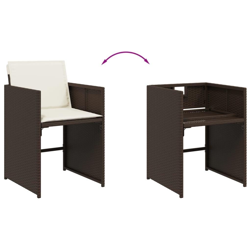 Set da Pranzo da Giardino 15 pz con Cuscini Marrone Polyrattan | homemem39