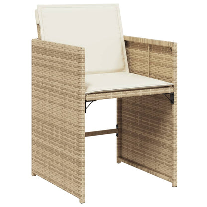 Set da Pranzo da Giardino 15 pz con Cuscini Beige in Polyrattan | homemem39