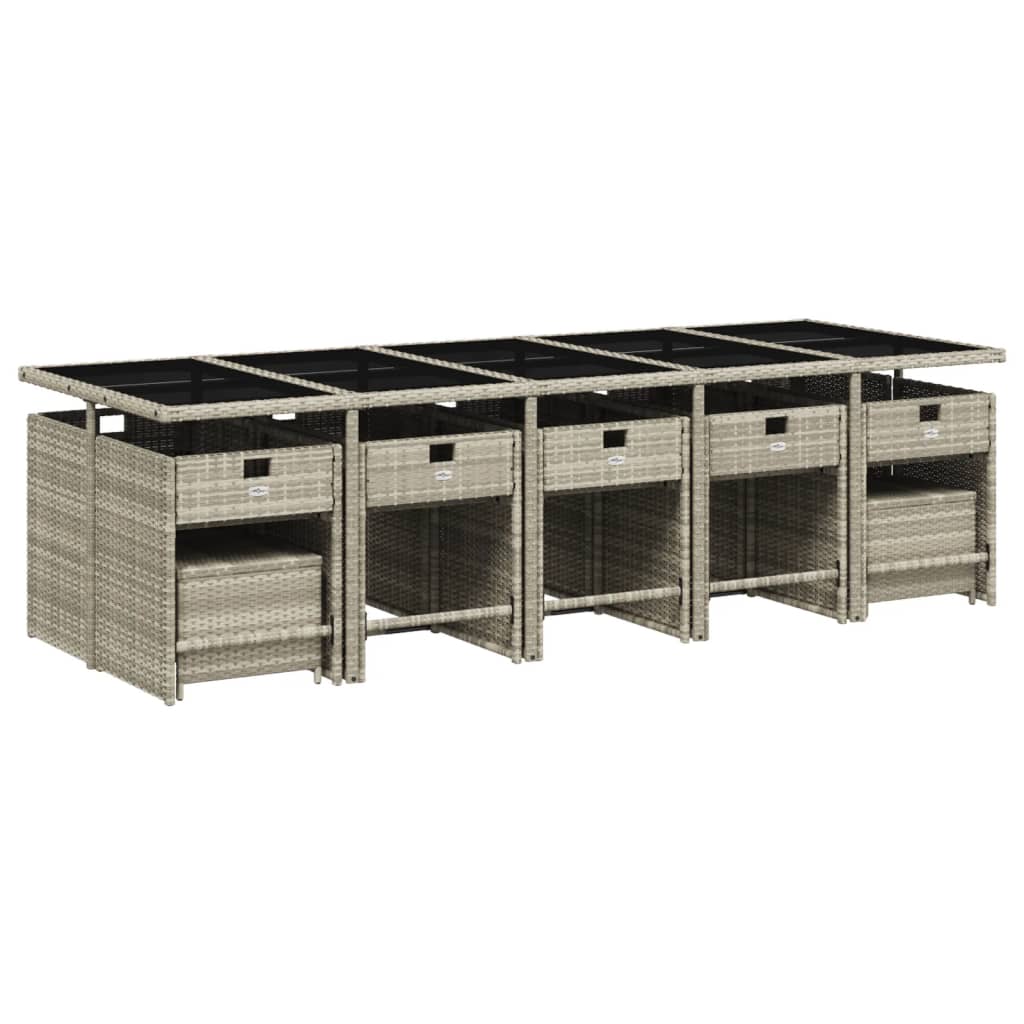 Set da Pranzo da Giardino 15 pz con Cuscini Grigio Polyrattan | homemem39