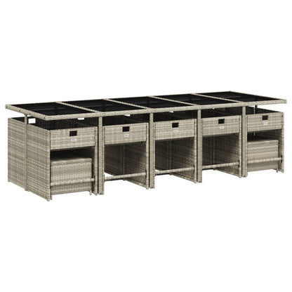 Set da Pranzo da Giardino 15 pz con Cuscini Grigio Polyrattan | homemem39
