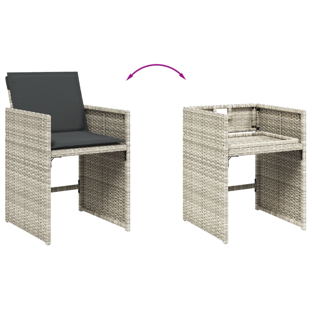 Set da Pranzo da Giardino 15 pz con Cuscini Grigio Polyrattan | homemem39