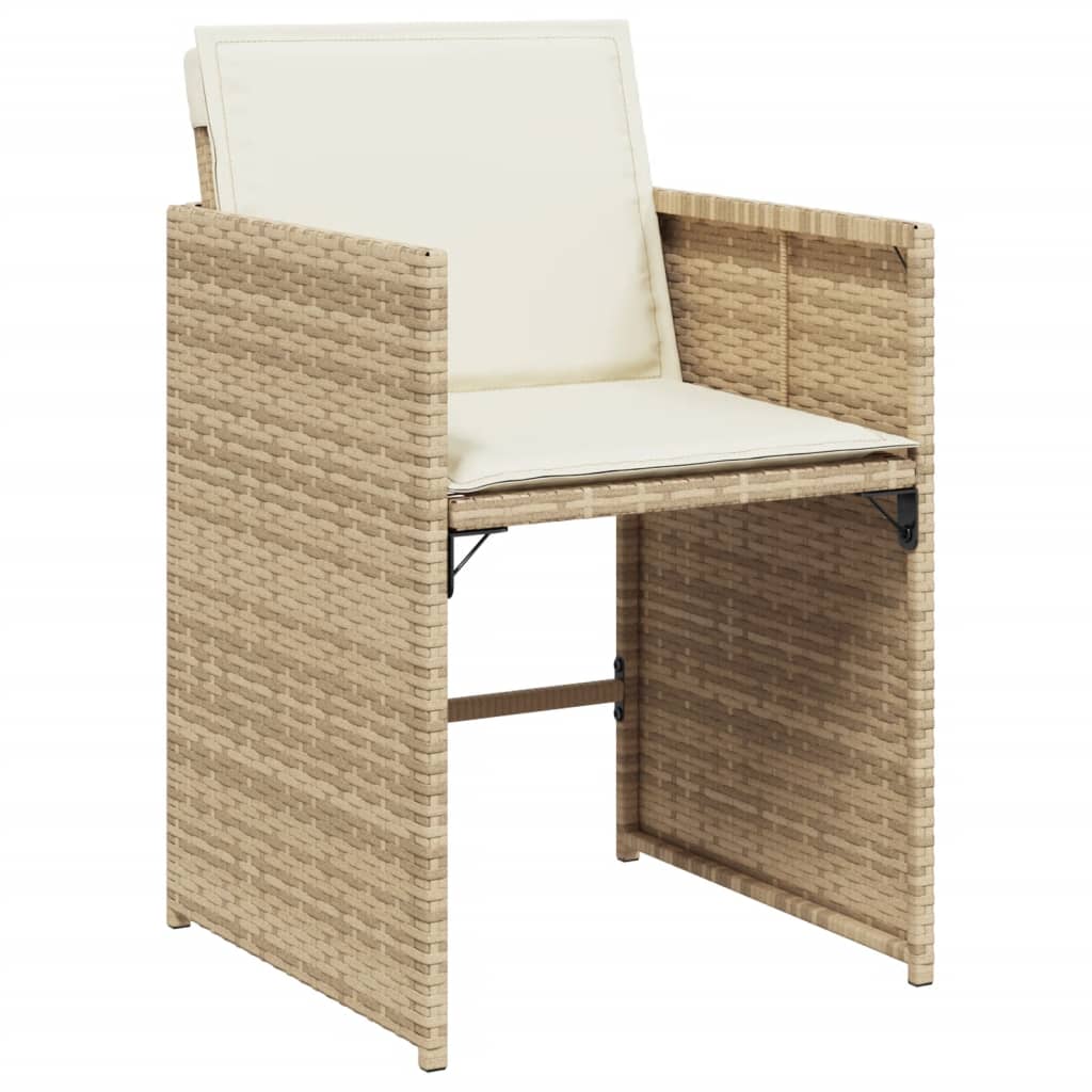 Set da Pranzo da Giardino 15 pz con Cuscini Beige in Polyrattan - homemem39