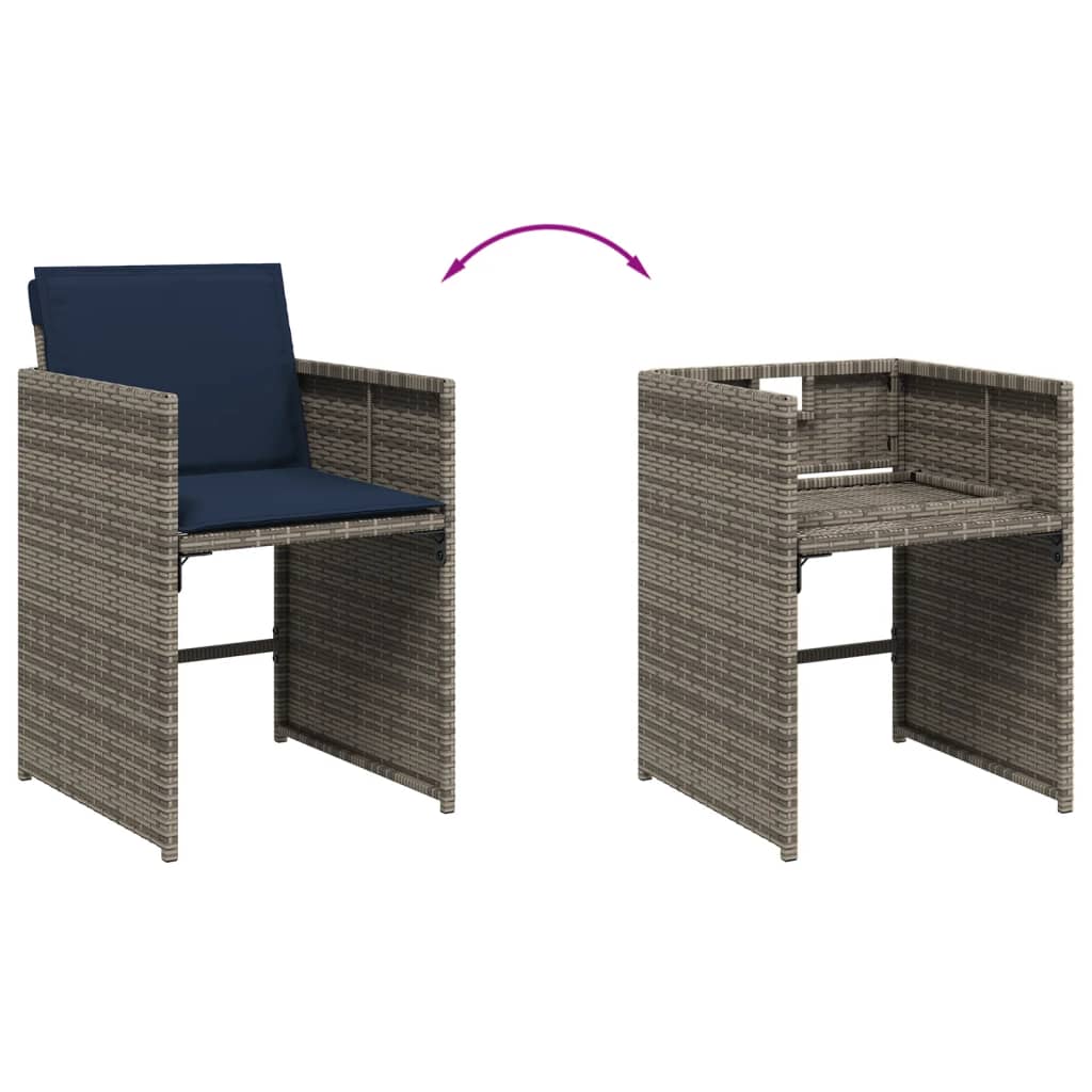 Set da pranzo da giardino da 15 pz con Cuscini in Polyrattan Grigio | homemem39