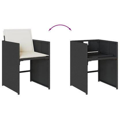 Set da Pranzo da Giardino 17 pz con Cuscini Nero in Polyrattan | homemem39