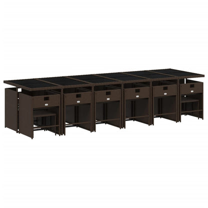 Set da Pranzo da Giardino 17 pz con Cuscini Marrone Polyrattan | homemem39