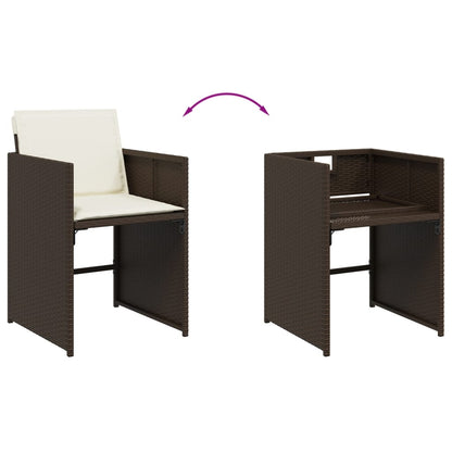 Set da Pranzo da Giardino 17 pz con Cuscini Marrone Polyrattan | homemem39