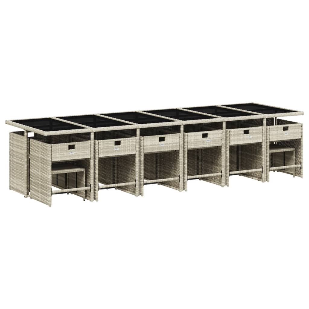 Set da Pranzo da Giardino 17pz con Cuscini Grigio in Polyrattan | homemem39