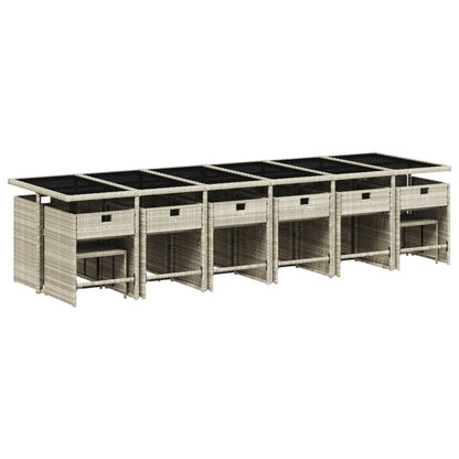 Set da Pranzo da Giardino 17pz con Cuscini Grigio in Polyrattan | homemem39