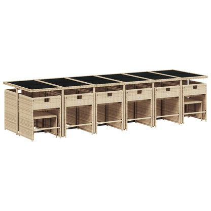 Set Pranzo da Giardino 17 pz con Cuscini Beige Misto Polyrattan | homemem39