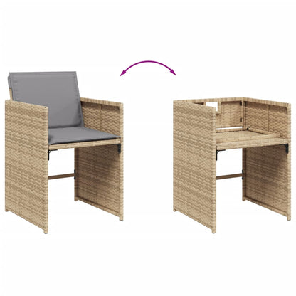 Set Pranzo da Giardino 17 pz con Cuscini Beige Misto Polyrattan | homemem39