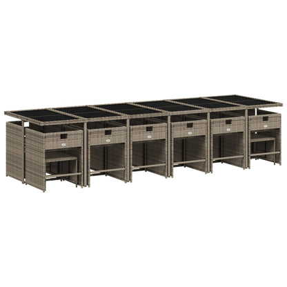 Set da pranzo da giardino da 17 pz con Cuscini in Polyrattan Grigio | homemem39