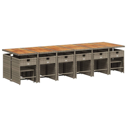 Set da Pranzo da Giardino 17pz con Cuscini Grigio in Polyrattan | homemem39