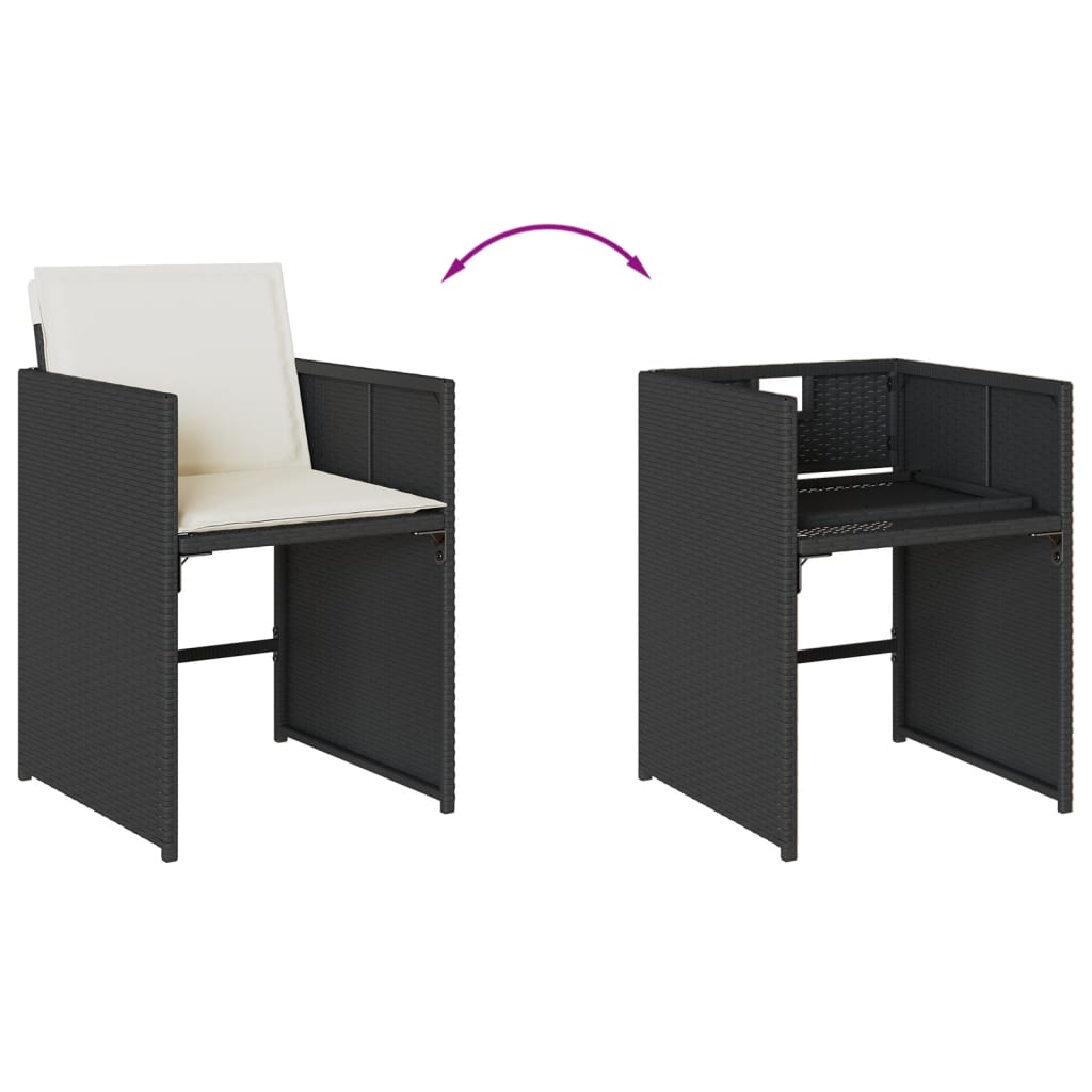 Set da Pranzo da Giardino 17 pz con Cuscini Nero in Polyrattan | homemem39