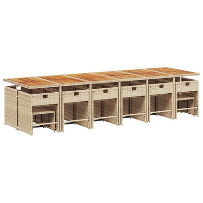 Set da Pranzo da Giardino 17 pz con Cuscini Beige in Polyrattan | homemem39