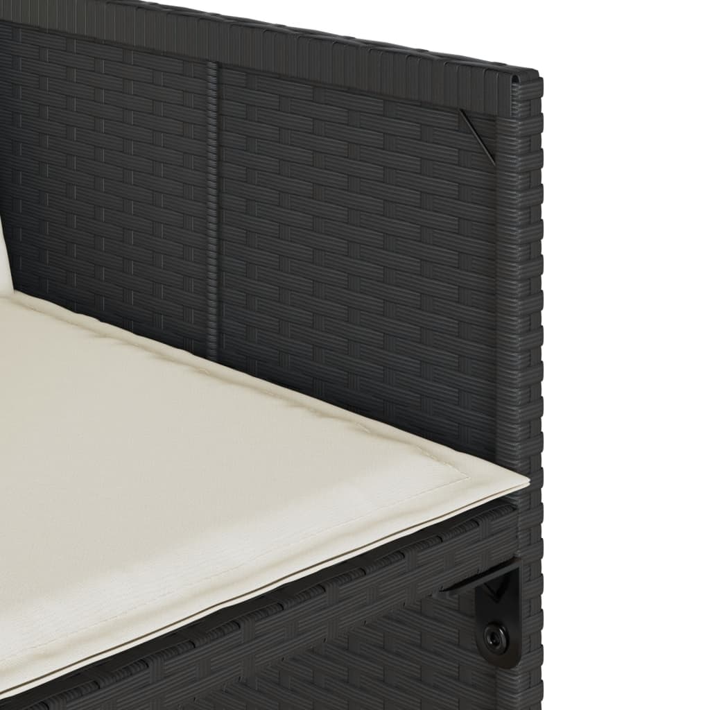 Set da Pranzo da Giardino 9 pz con Cuscini Nero in Polyrattan | homemem39