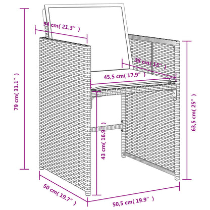 Set da Pranzo da Giardino 9 pz con Cuscini Nero in Polyrattan | homemem39