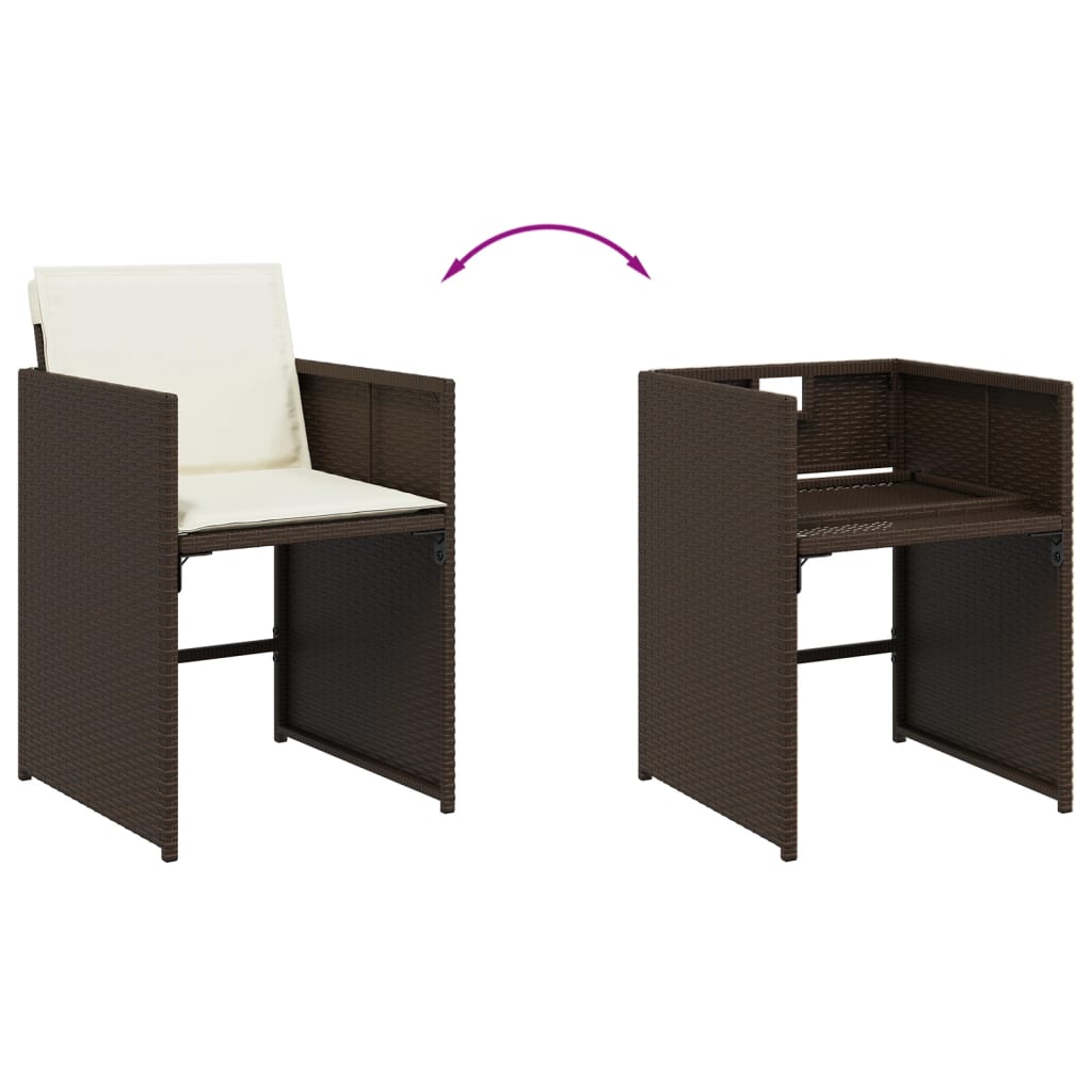 Set da Pranzo da Giardino 9pz con Cuscini Marrone in Polyrattan - homemem39