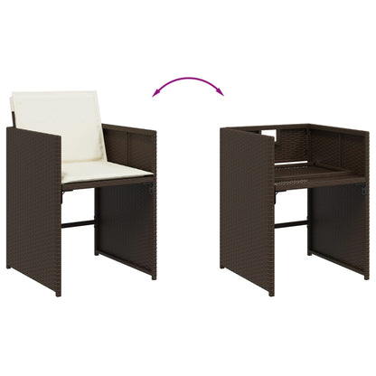 Set da Pranzo da Giardino 9pz con Cuscini Marrone in Polyrattan - homemem39