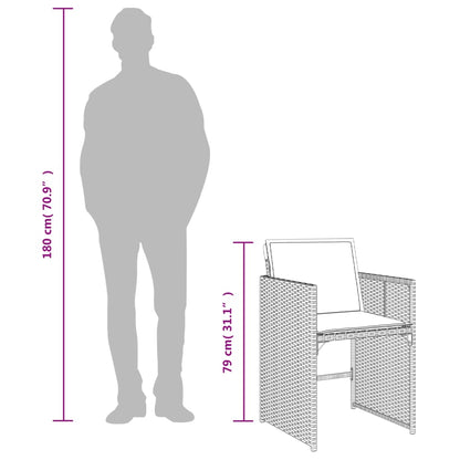 Set da Pranzo da Giardino 9 pz con Cuscini Nero in Polyrattan | homemem39