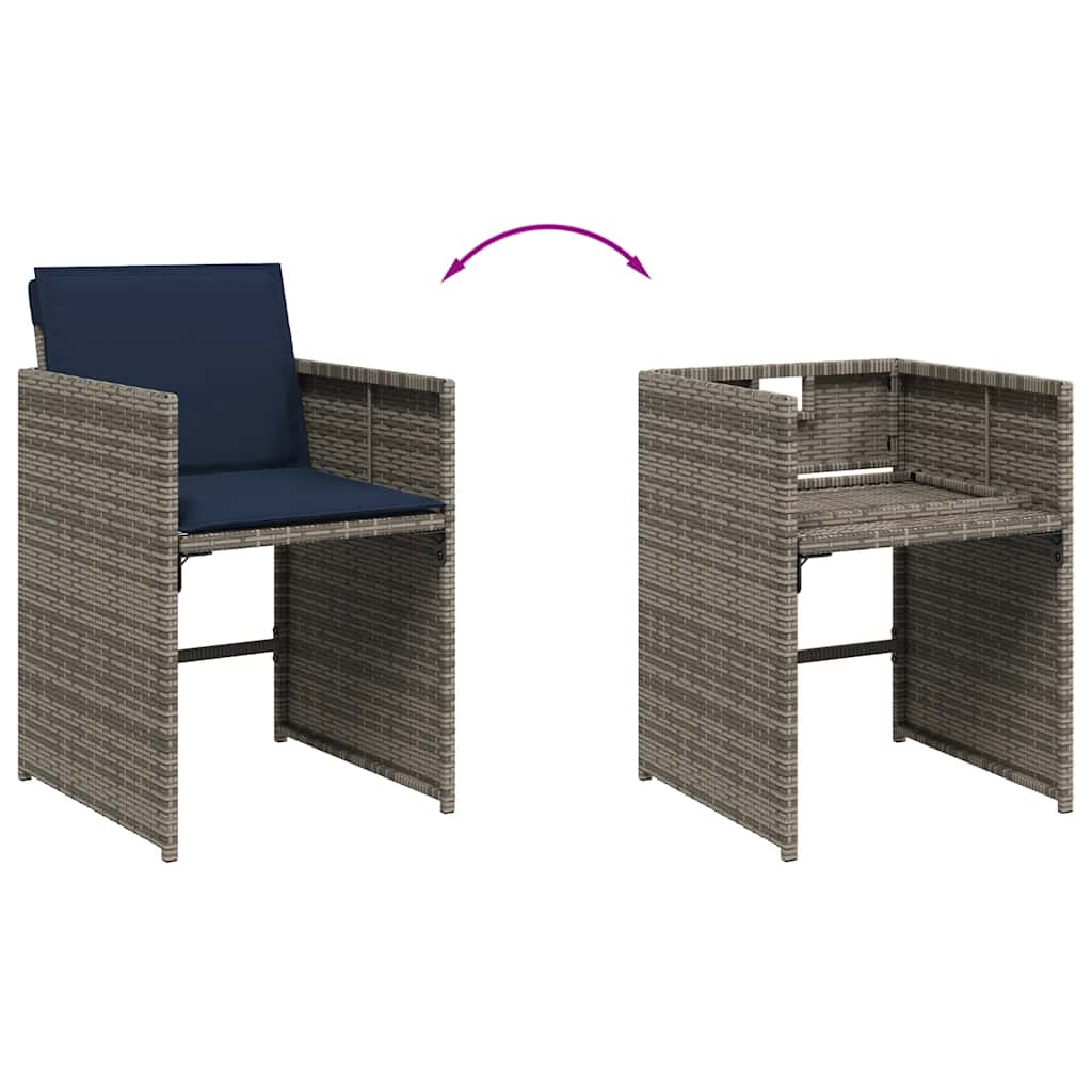 Set da pranzo da giardino da 9 pz con Cuscini in Polyrattan Grigio | homemem39