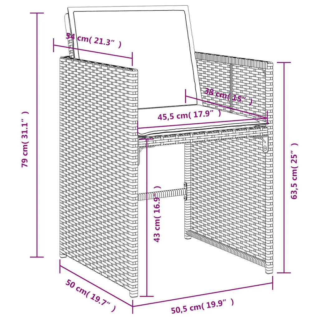 Set da pranzo da giardino da 11 pz con Cuscini in Polyrattan Grigio | homemem39