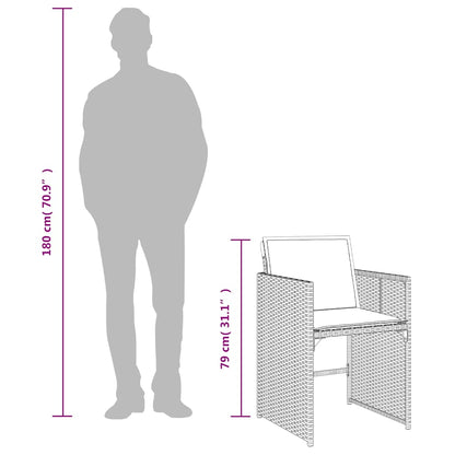 Set da pranzo da giardino da 11 pz con Cuscini in Polyrattan Grigio | homemem39
