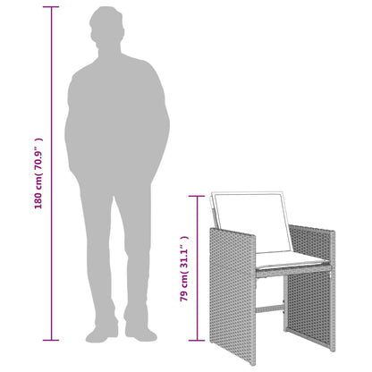 Set da Pranzo da Giardino 13pz con Cuscini Grigio in Polyrattan | homemem39