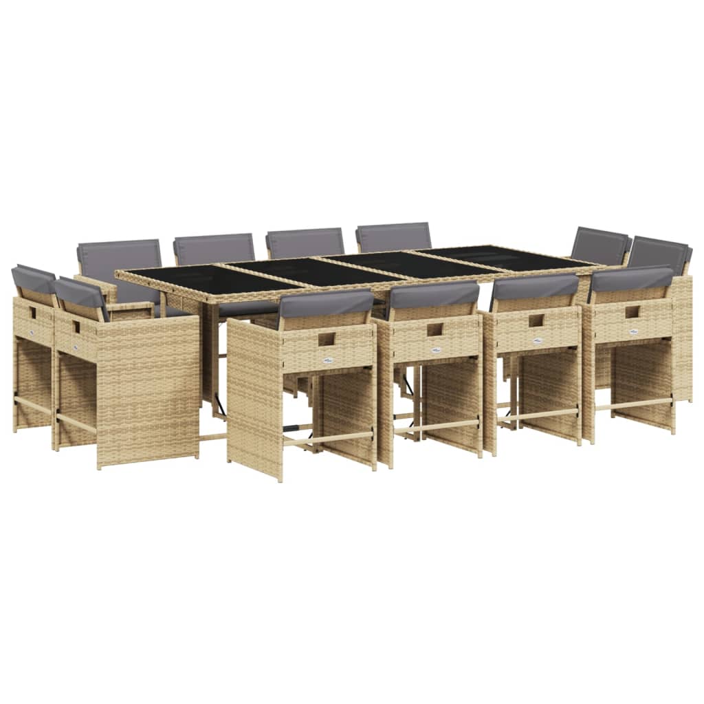 Set Pranzo da Giardino 13 pz con Cuscini Beige Misto Polyrattan | homemem39
