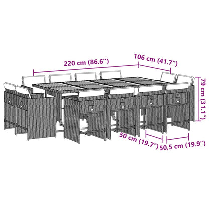 Set da Pranzo da Giardino 13pz con Cuscini Nero in Polyrattan | homemem39