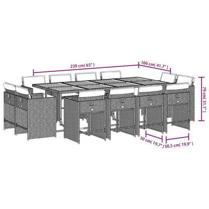 Set da pranzo da giardino da 13 pz con Cuscini in Polyrattan Grigio | homemem39