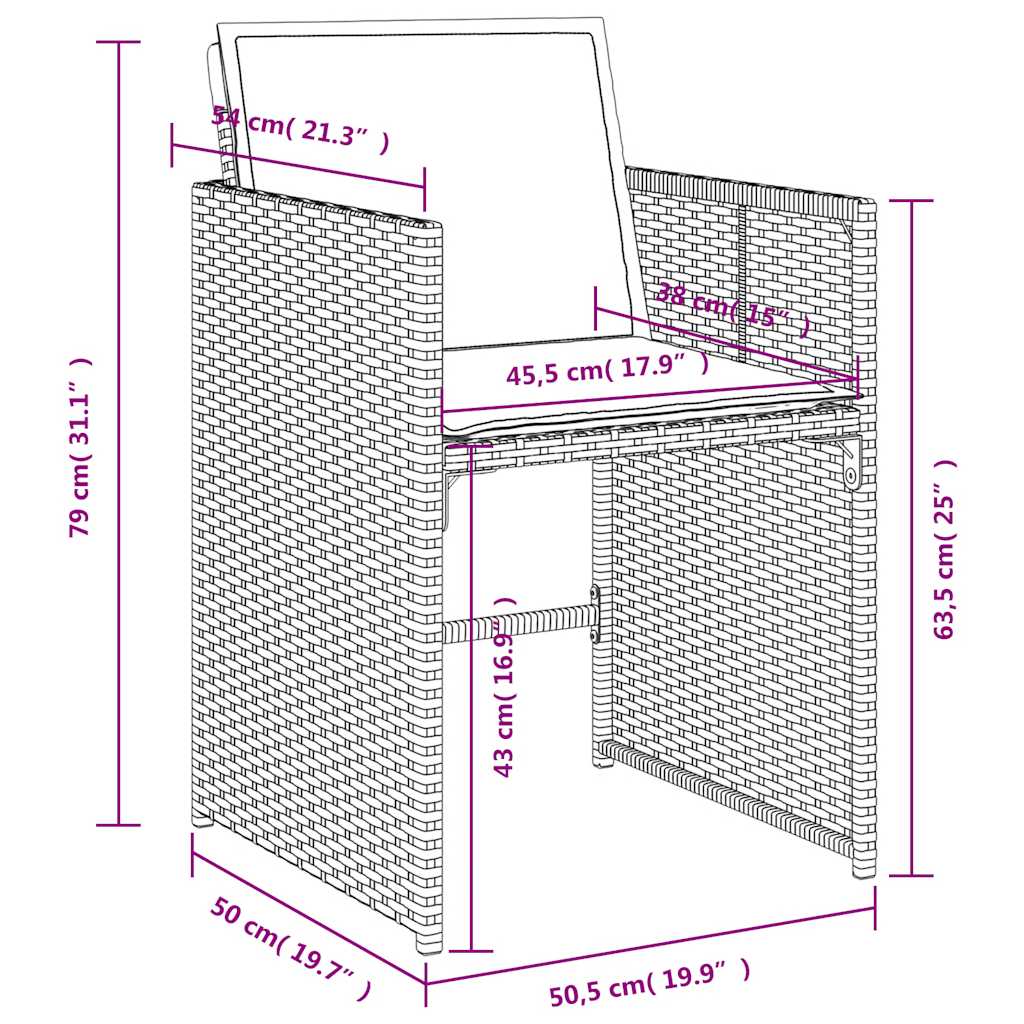 Set da pranzo da giardino da 13 pz con Cuscini in Polyrattan Grigio | homemem39