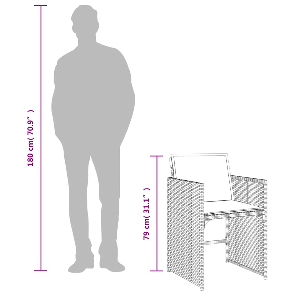 Set da pranzo da giardino da 13 pz con Cuscini in Polyrattan Grigio | homemem39