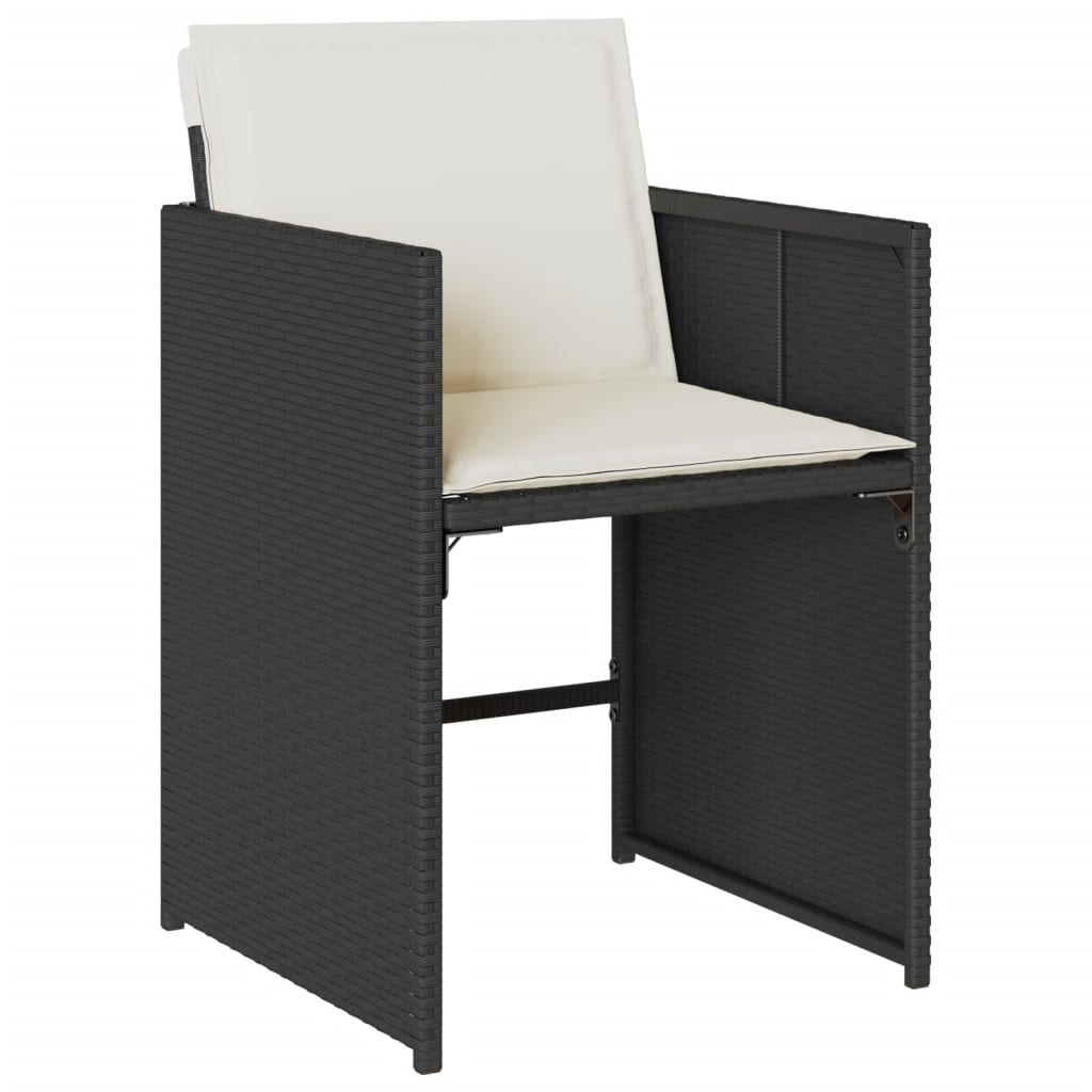 Set da Pranzo da Giardino 15 pz con Cuscini Nero in Polyrattan | homemem39