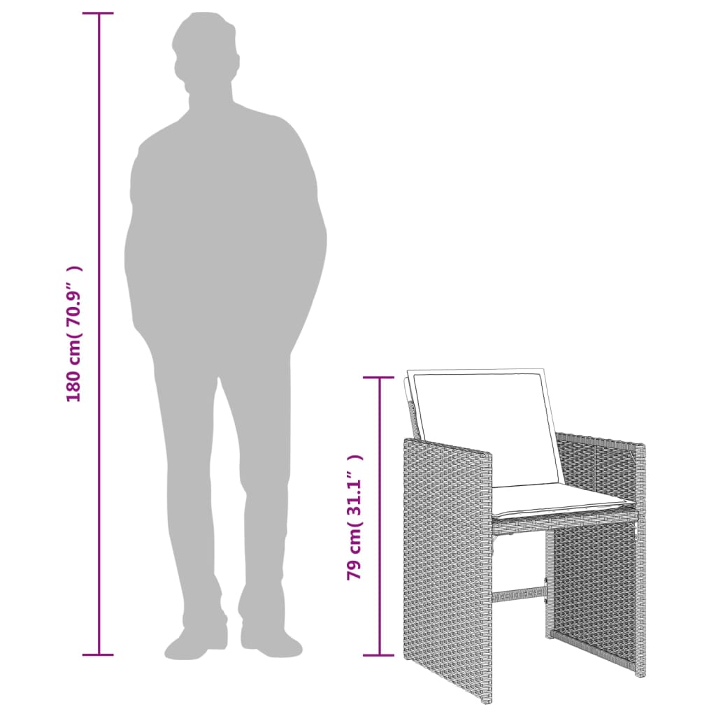 Set da Pranzo da Giardino 17pz con Cuscini Grigio in Polyrattan | homemem39