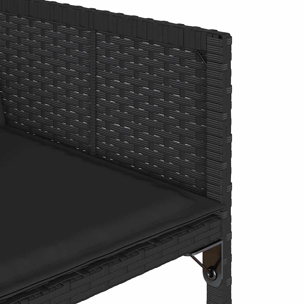 Set da Pranzo da Giardino 5 pz Nero con Cuscini in Polyrattan | homemem39