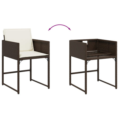 Set da Pranzo da Giardino 5pz con Cuscini in Polyrattan Marrone | homemem39