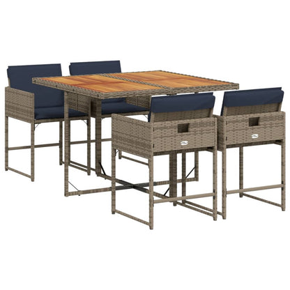 Set da Pranzo da Giardino 5 pz con Cuscini in Polyrattan Grigio - homemem39