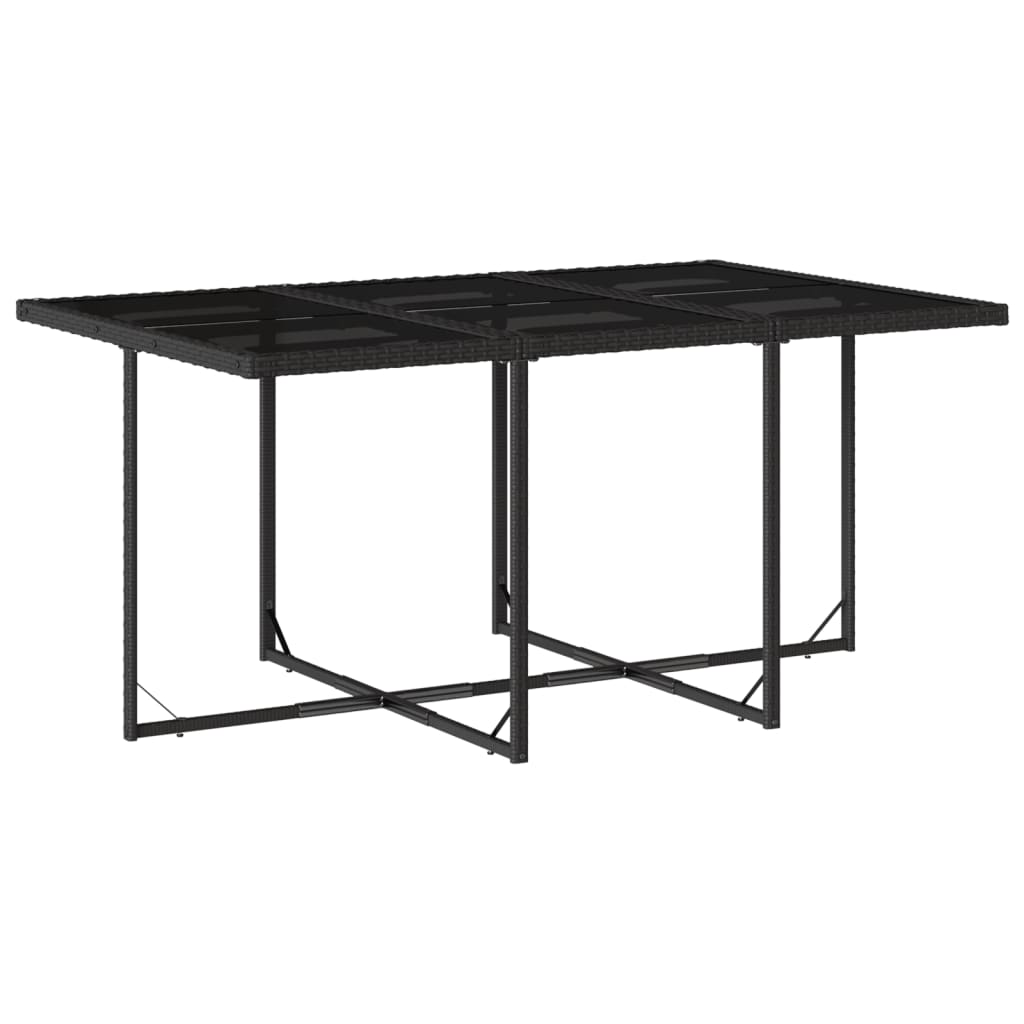 Set da Pranzo da Giardino 7 pz Nero con Cuscini in Polyrattan - homemem39