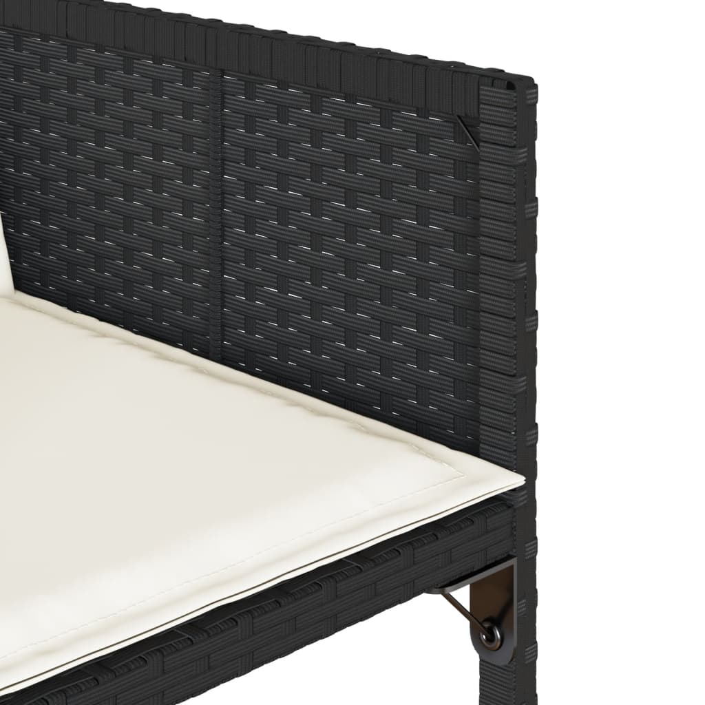 Set da Pranzo da Giardino 7 pz Nero con Cuscini in Polyrattan | homemem39
