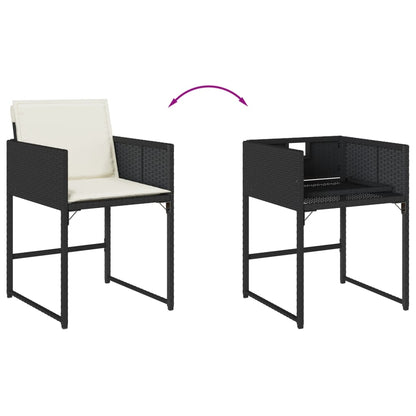 Set da Pranzo da Giardino 7 pz Nero con Cuscini in Polyrattan | homemem39