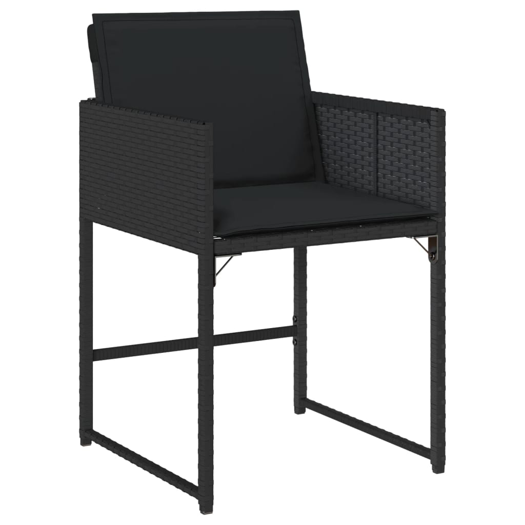 Set da Pranzo da Giardino 7 pz Nero con Cuscini in Polyrattan | homemem39