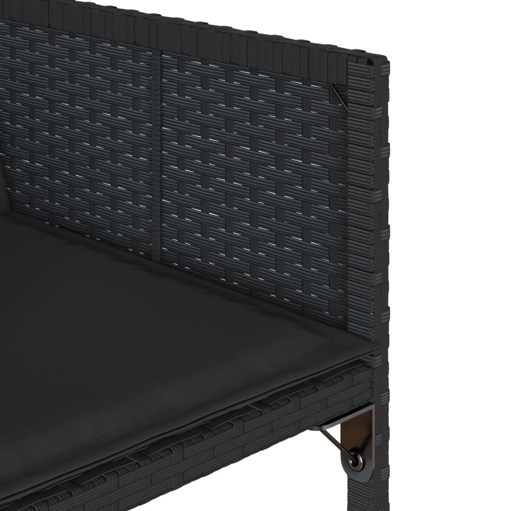 Set da Pranzo da Giardino 7 pz Nero con Cuscini in Polyrattan | homemem39
