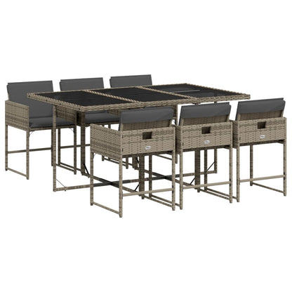 Set da Pranzo da Giardino 7 pz con Cuscini in Polyrattan Grigio - homemem39
