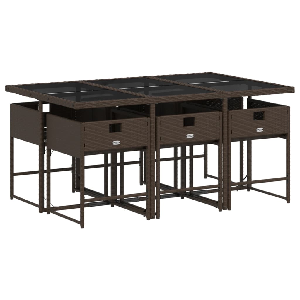 Set da Pranzo da Giardino 7pz con Cuscini in Polyrattan Marrone | homemem39