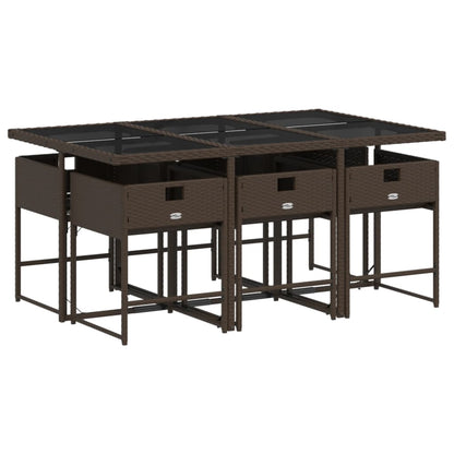 Set da Pranzo da Giardino 7pz con Cuscini in Polyrattan Marrone | homemem39