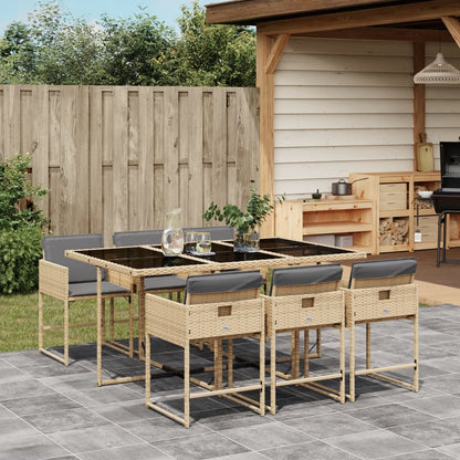 Set Pranzo da Giardino 7 pz con Cuscini Beige Misto Polyrattan | homemem39