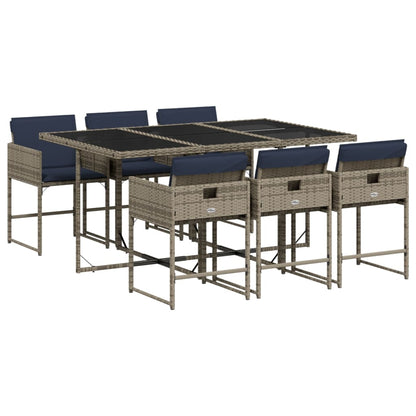 Set da pranzo da giardino da 7 pz con Cuscini in Polyrattan Grigio | homemem39